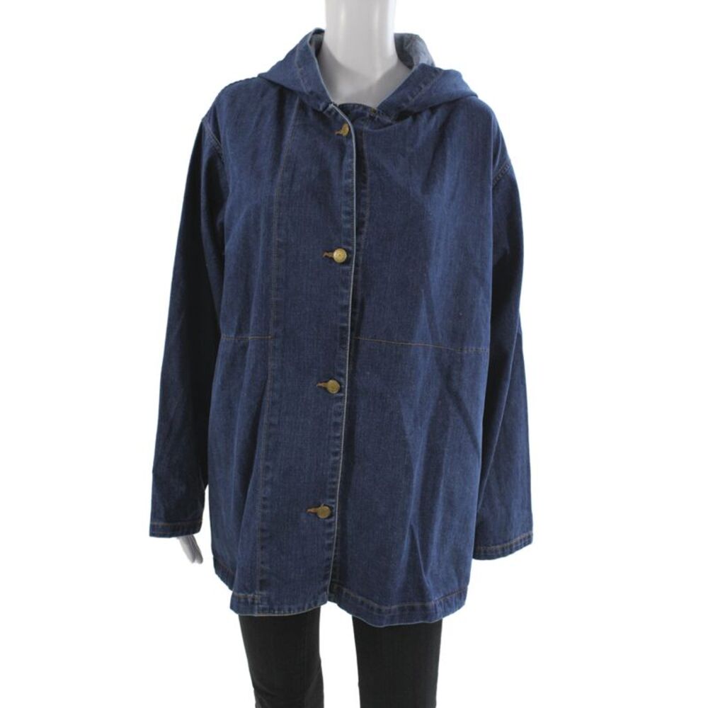 B Sides Womens Dark Blue Cotton Button Jacket 90s Long Sleeve Size XS
